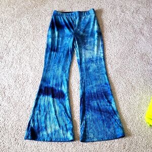Blue tie dye velvet flare pant